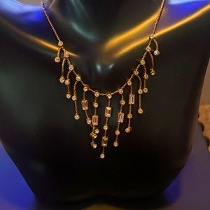 Vintage gold plated necklace with cz stones great condition!!